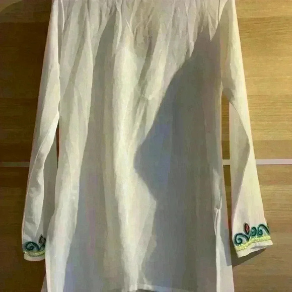 Flint Moss Beach size Small Beaded Swim Coverup White Sheer - Picture 9 of 17